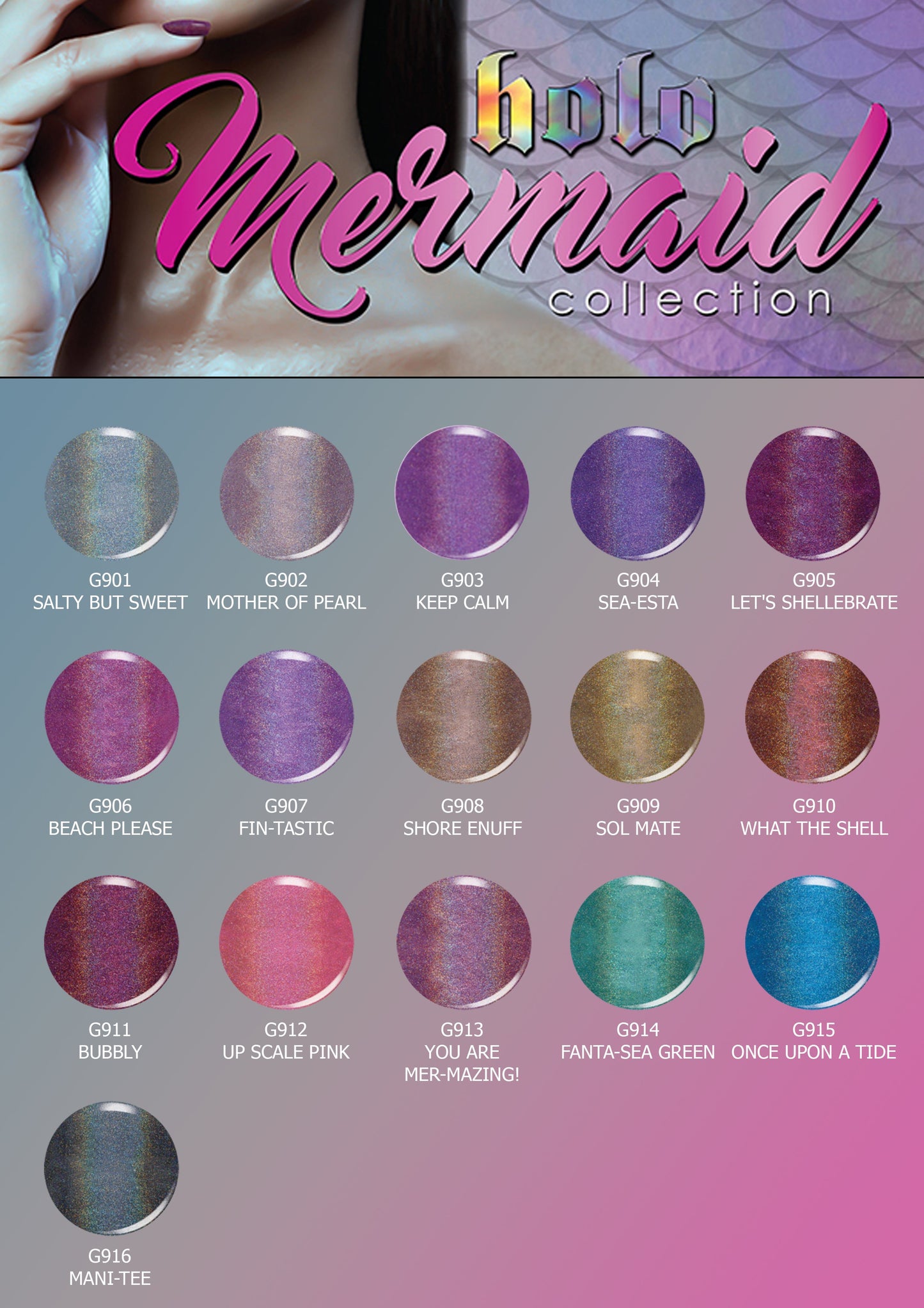 KIARA SKY HOLO MERMAID COLLECTION 2017 - GEL POLISH - G901 SALTY BUT SWEET