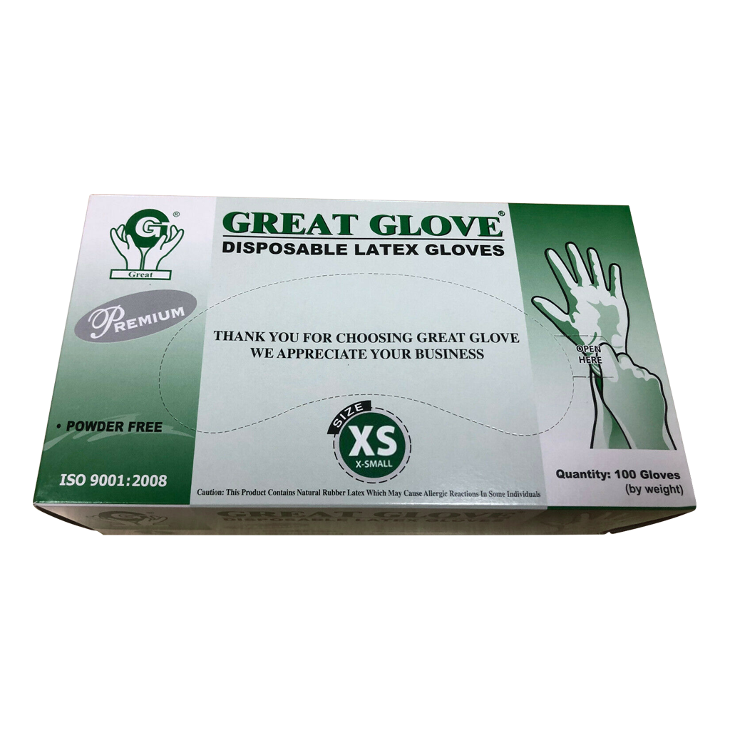 Great Glove Latex Hand Gloves CASE 1,000pcs [XS, S, M, L]