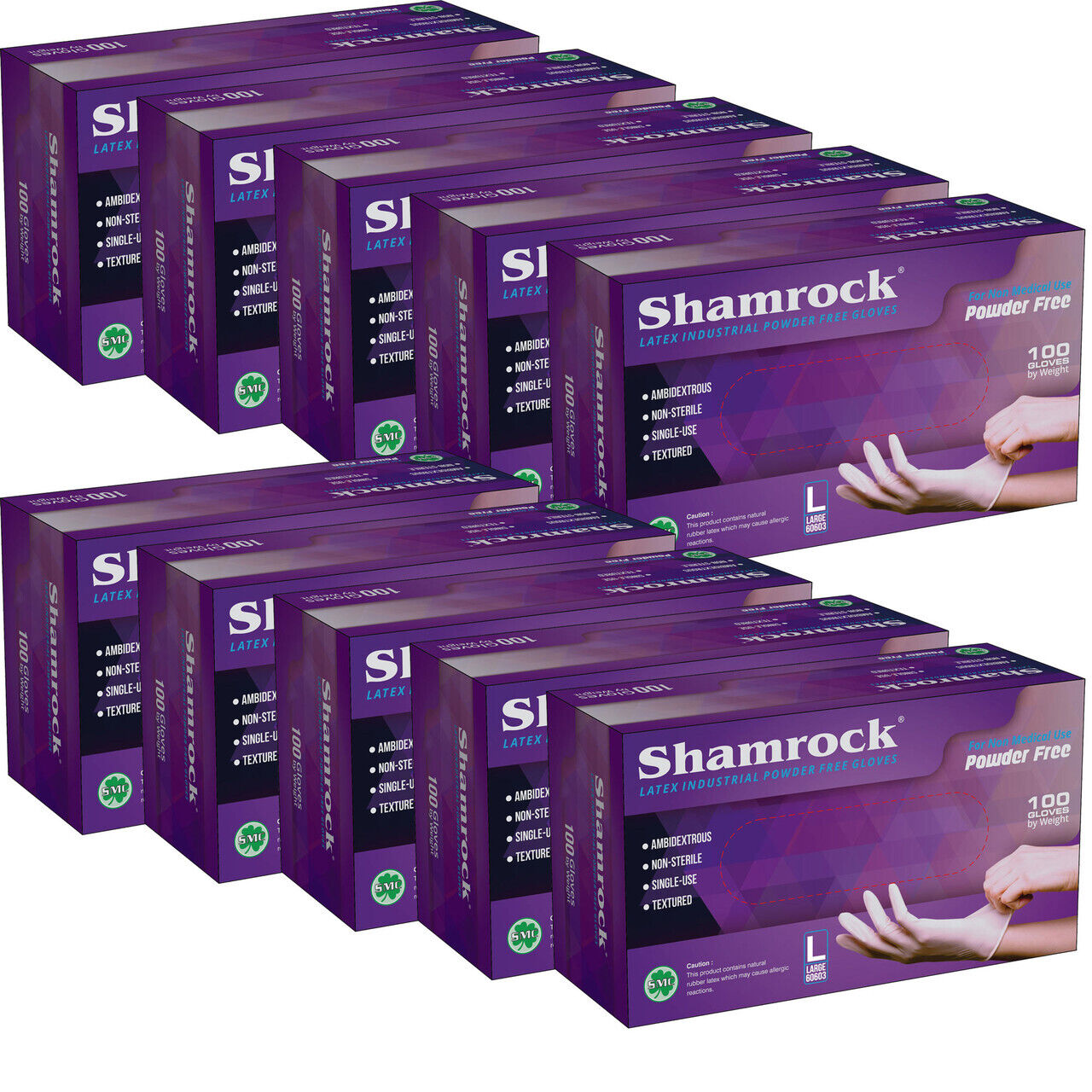 Shamrock Latex Hand Gloves CASE 1,000pcs [XS, S, M, L]