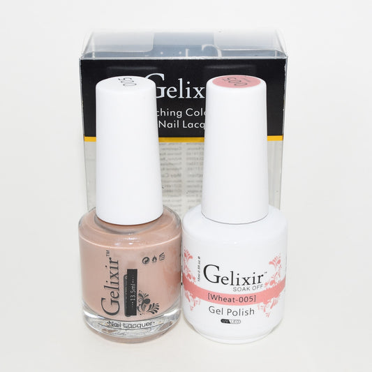 GELIXIR MATCHING COLOR DUO - GEL POLISH & NAIL LACQUER  #005 - Wheat