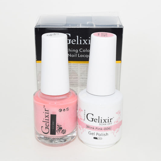 GELIXIR MATCHING COLOR DUO - GEL POLISH & NAIL LACQUER  #006 - Blink Pink
