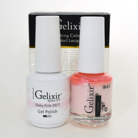 GELIXIR MATCHING COLOR DUO - GEL POLISH & NAIL LACQUER  #007 - Baby Pink