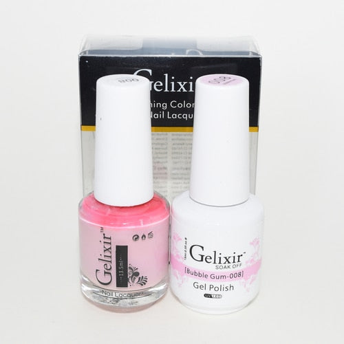 GELIXIR MATCHING COLOR DUO - GEL POLISH & NAIL LACQUER  #008 - Bubble Gum
