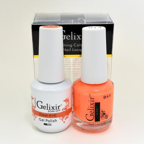 GELIXIR MATCHING COLOR DUO - GEL POLISH & NAIL LACQUER  #014 - Coral