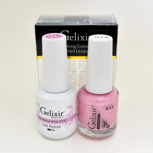 GELIXIR MATCHING COLOR DUO - GEL POLISH & NAIL LACQUER  #016 - Carnation Pink