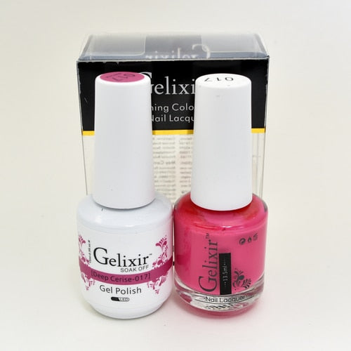 GELIXIR MATCHING COLOR DUO - GEL POLISH & NAIL LACQUER  #017 - Deep Cerise