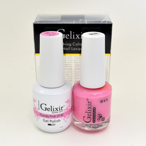 GELIXIR MATCHING COLOR DUO - GEL POLISH & NAIL LACQUER  #018 - Candy Pink