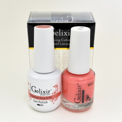GELIXIR MATCHING COLOR DUO - GEL POLISH & NAIL LACQUER  #019 - Carmine Pink