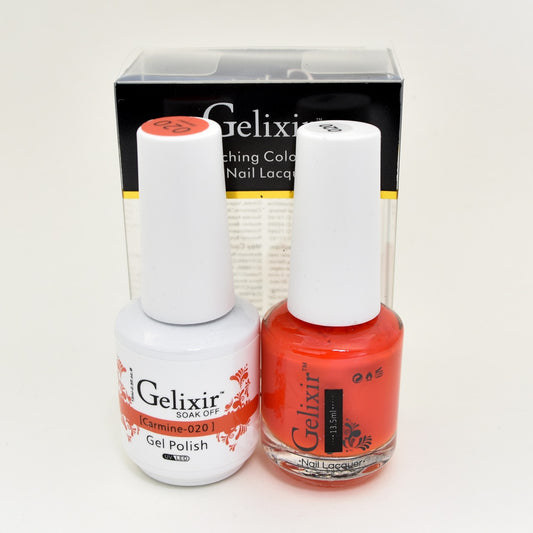 GELIXIR MATCHING COLOR DUO - GEL POLISH & NAIL LACQUER  #020 - Carmine