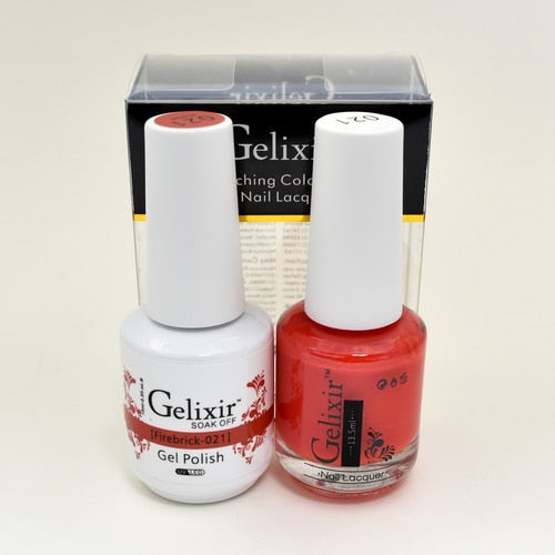 GELIXIR MATCHING COLOR DUO - GEL POLISH & NAIL LACQUER  #021 - Firebrick