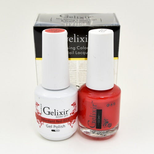 GELIXIR MATCHING COLOR DUO - GEL POLISH & NAIL LACQUER  #023 - Mordant Red