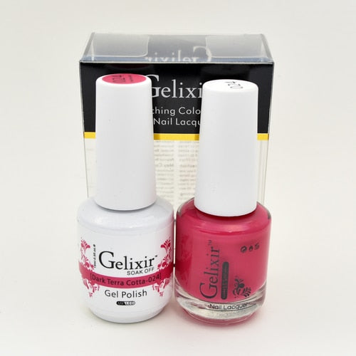 GELIXIR MATCHING COLOR DUO - GEL POLISH & NAIL LACQUER  #024 - Dark Terra Cotta
