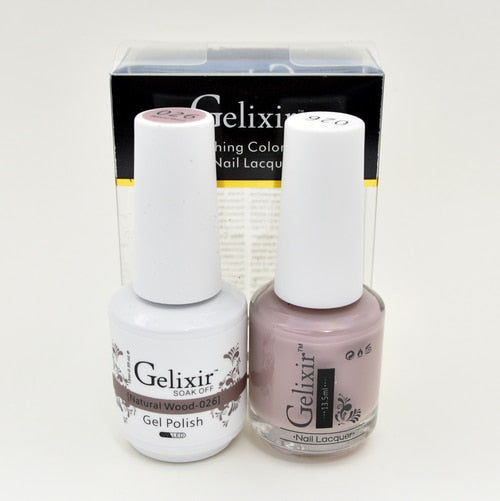 GELIXIR MATCHING COLOR DUO - GEL POLISH & NAIL LACQUER  #026 - Natural Wood