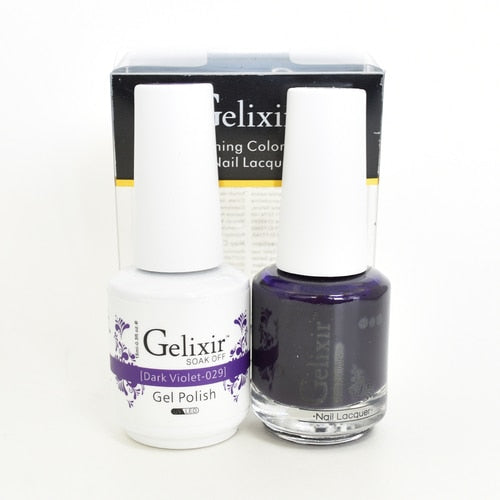 GELIXIR MATCHING COLOR DUO - GEL POLISH & NAIL LACQUER  #029 - Dark Violet