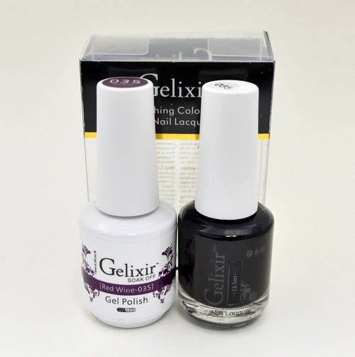 GELIXIR MATCHING COLOR DUO - GEL POLISH & NAIL LACQUER  #035 - Red Wine