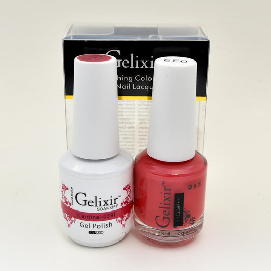 GELIXIR MATCHING COLOR DUO - GEL POLISH & NAIL LACQUER  #039 - Cardinal