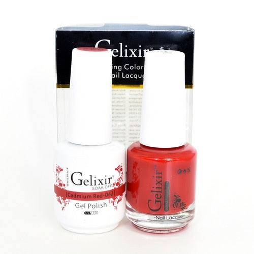 GELIXIR MATCHING COLOR DUO - GEL POLISH & NAIL LACQUER  #042 - Cadmium Red