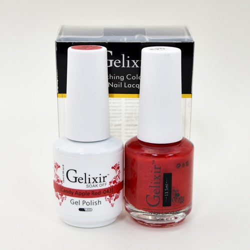 GELIXIR MATCHING COLOR DUO - GEL POLISH & NAIL LACQUER  #043 - Candy Apple Red