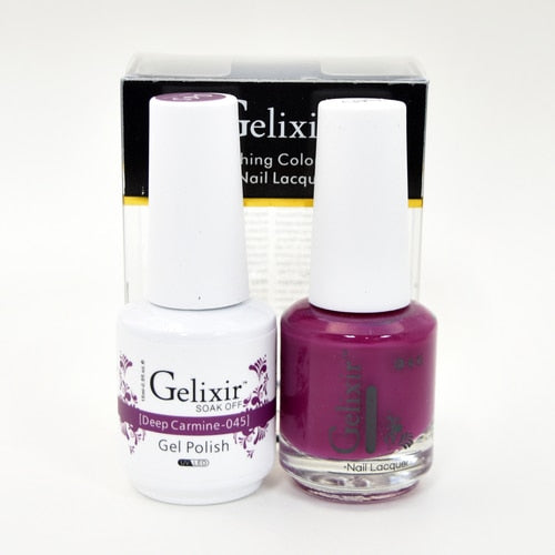 GELIXIR MATCHING COLOR DUO - GEL POLISH & NAIL LACQUER  #045 - Deep Carmine