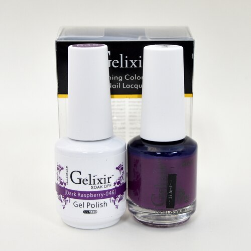 GELIXIR MATCHING COLOR DUO - GEL POLISH & NAIL LACQUER  #046 - Dark Raspberry
