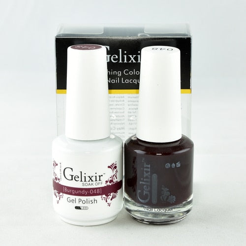 GELIXIR MATCHING COLOR DUO - GEL POLISH & NAIL LACQUER  #048 - Burgundy