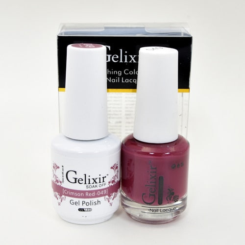 GELIXIR MATCHING COLOR DUO - GEL POLISH & NAIL LACQUER  #049 - Crimson Red