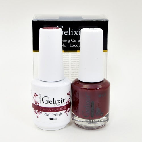 GELIXIR MATCHING COLOR DUO - GEL POLISH & NAIL LACQUER  #050 - Burnt Umber