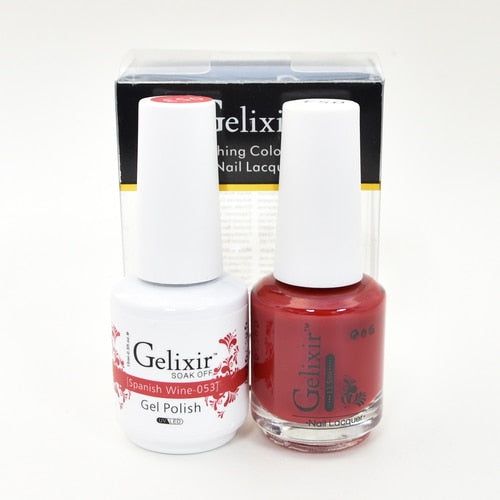 GELIXIR MATCHING COLOR DUO - GEL POLISH & NAIL LACQUER  #053 - Spanish Wine