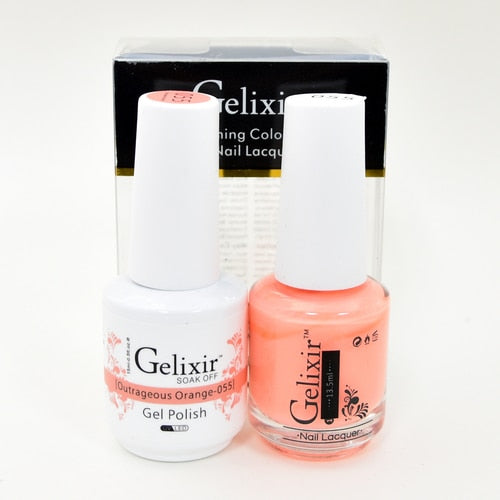 GELIXIR MATCHING COLOR DUO - GEL POLISH & NAIL LACQUER  #055 - Outrageous Orange