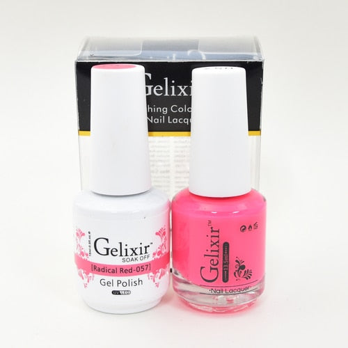 GELIXIR MATCHING COLOR DUO - GEL POLISH & NAIL LACQUER  #057 - Radical Red