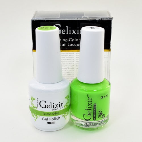 GELIXIR MATCHING COLOR DUO - GEL POLISH & NAIL LACQUER  #066 - Lime