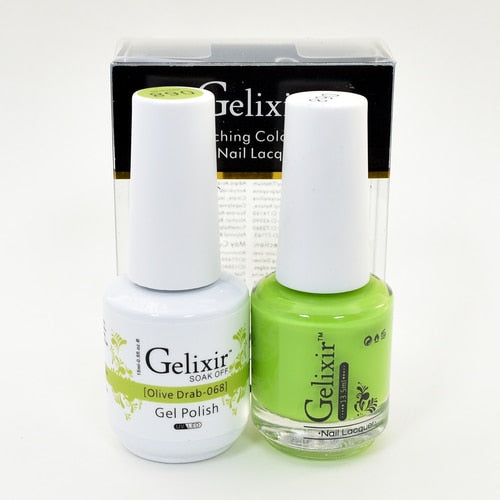 GELIXIR MATCHING COLOR DUO - GEL POLISH & NAIL LACQUER  #068 - Olive Drab