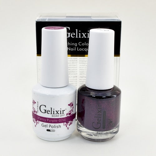 GELIXIR MATCHING COLOR DUO - GEL POLISH & NAIL LACQUER  #074 - Pansy Purple