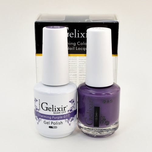 GELIXIR MATCHING COLOR DUO - GEL POLISH & NAIL LACQUER  #077 - Charming Purple