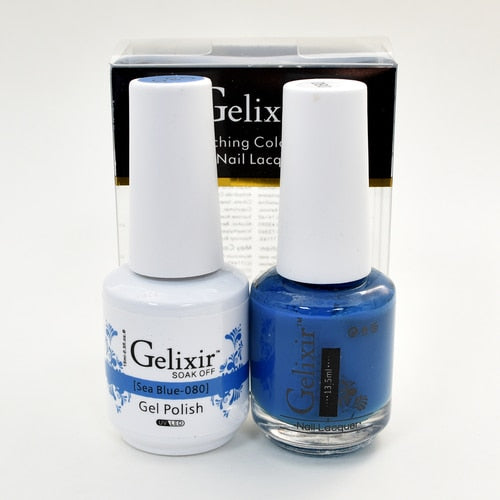 GELIXIR MATCHING COLOR DUO - GEL POLISH & NAIL LACQUER  #080 - Sea Blue