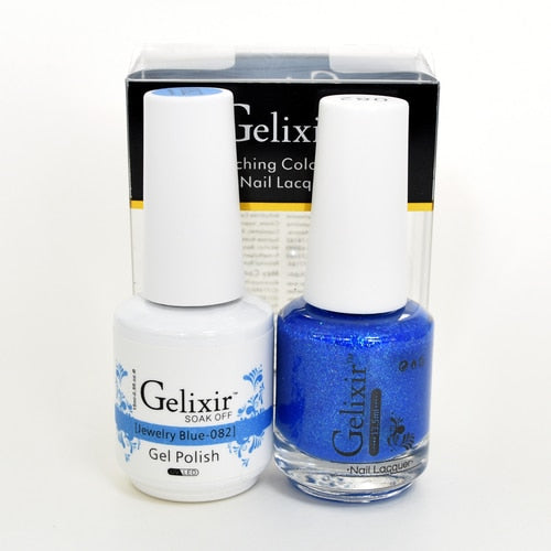 GELIXIR MATCHING COLOR DUO - GEL POLISH & NAIL LACQUER  #082 - Jewelry Blue