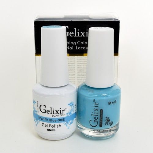 GELIXIR MATCHING COLOR DUO - GEL POLISH & NAIL LACQUER  #084 - Pacific Blue