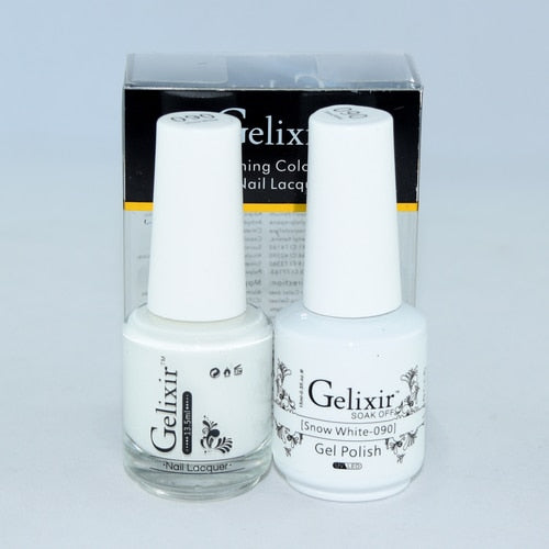 GELIXIR MATCHING COLOR DUO - GEL POLISH & NAIL LACQUER  #090 - Snow White