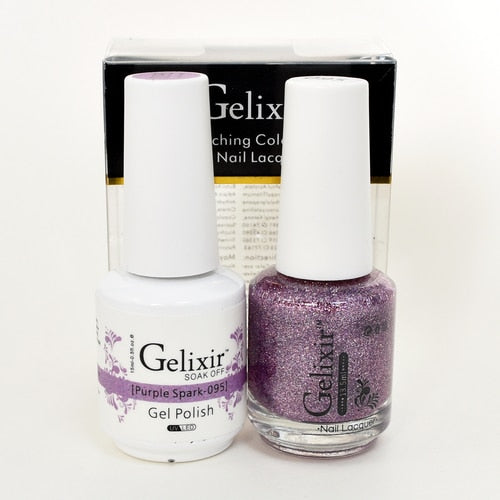 GELIXIR MATCHING COLOR DUO - GEL POLISH & NAIL LACQUER  #095 - Purple Spark