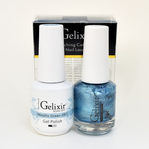 GELIXIR MATCHING COLOR DUO - GEL POLISH & NAIL LACQUER  #097 - Metallic Ocean
