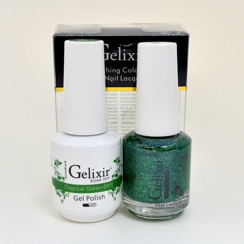GELIXIR MATCHING COLOR DUO - GEL POLISH & NAIL LACQUER  #099 - Green Fairly