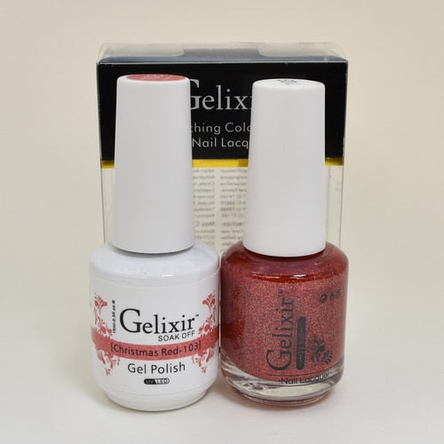 GELIXIR MATCHING COLOR DUO - GEL POLISH & NAIL LACQUER  #103 - Christmas Red