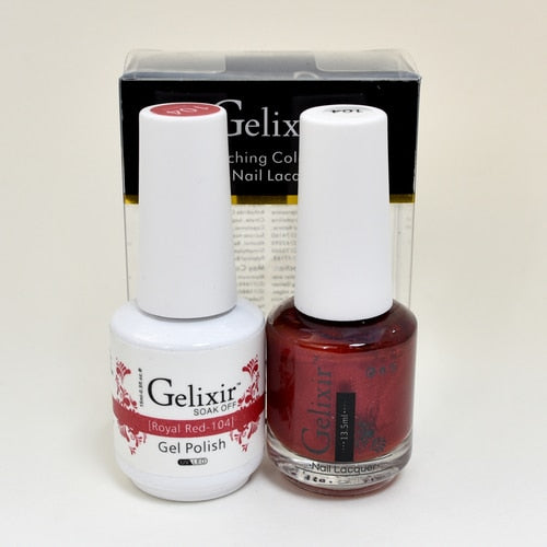 GELIXIR MATCHING COLOR DUO - GEL POLISH & NAIL LACQUER  #104 - Royal Red
