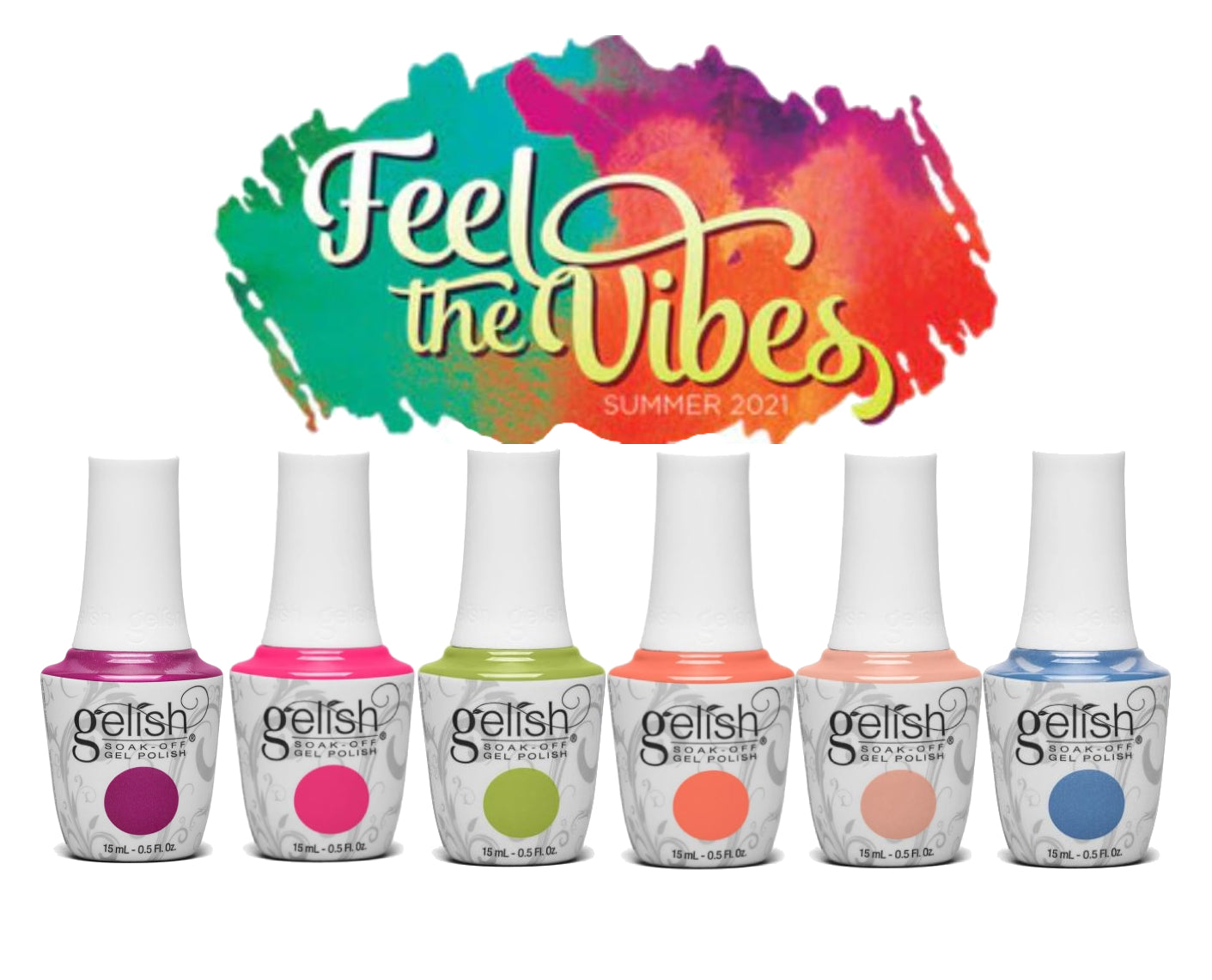 Harmony Gelish Feel the Vibes Summer 2021 Collection Full 6pcs