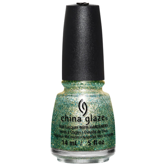 China Glaze Nail Lacquer HOLO AT YA GIRL! (green/gold glitter) 83610