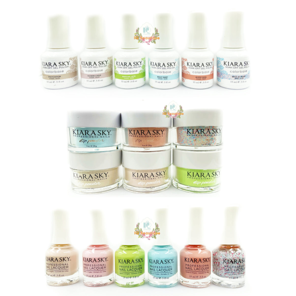 Kiara Sky Wild & Free Dip Powder, Nail Lacquer, Gel Polish Full Collection 18pcs